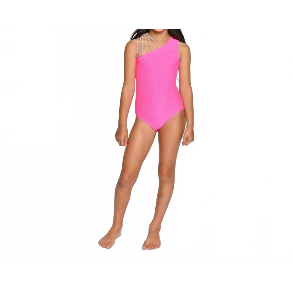 NEW LITTLE PEIXOTO girls' olivia one piece swimsuit in pebble haute pink